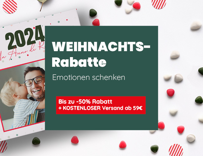 Weihnachtsrabatte | Aktionen für Fotobücher, Fotoabzüge, Kalender, Wandbilder